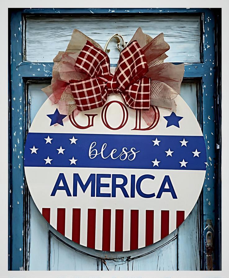 God Bless America door sign