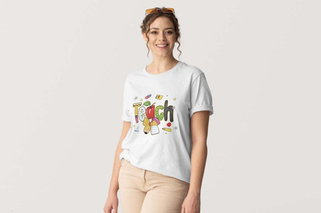 Teach Graphic T-Shirt – Vibrant School-Themed Design for Educators